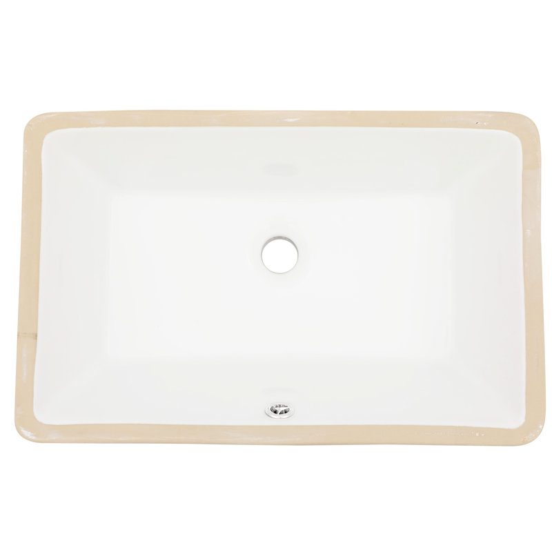 Lavabo de salle de bain encastré en céramique blanc 21 po x 13 po, conception élégante et généreuse, fonction rectangulaire de trop-plein, conception pratique