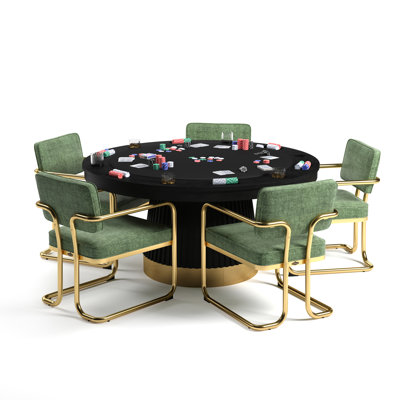 Prohibition Series 60" Poker Table With Five Prohibition Dining Chairs