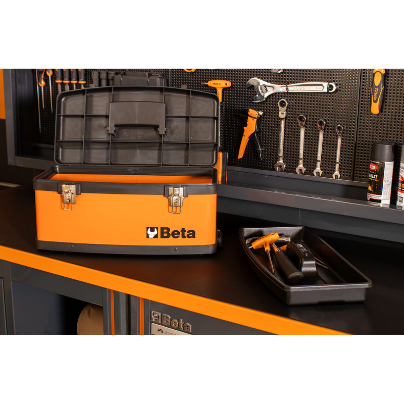 Beta C41H Two-Module Rolling Tool Chest, Detachable Tool Box, Telescopic Handles, Orange