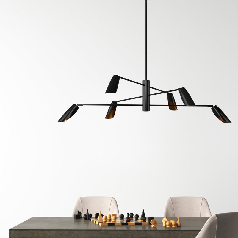 Bondy Sputnik Modern Linear LED Chandelier, 11"H x 50"W x 50"D, Black