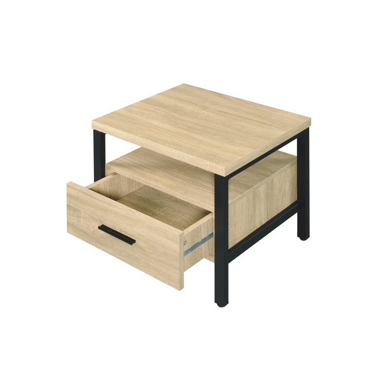 Yawan Oak & Black Finish Accent Table