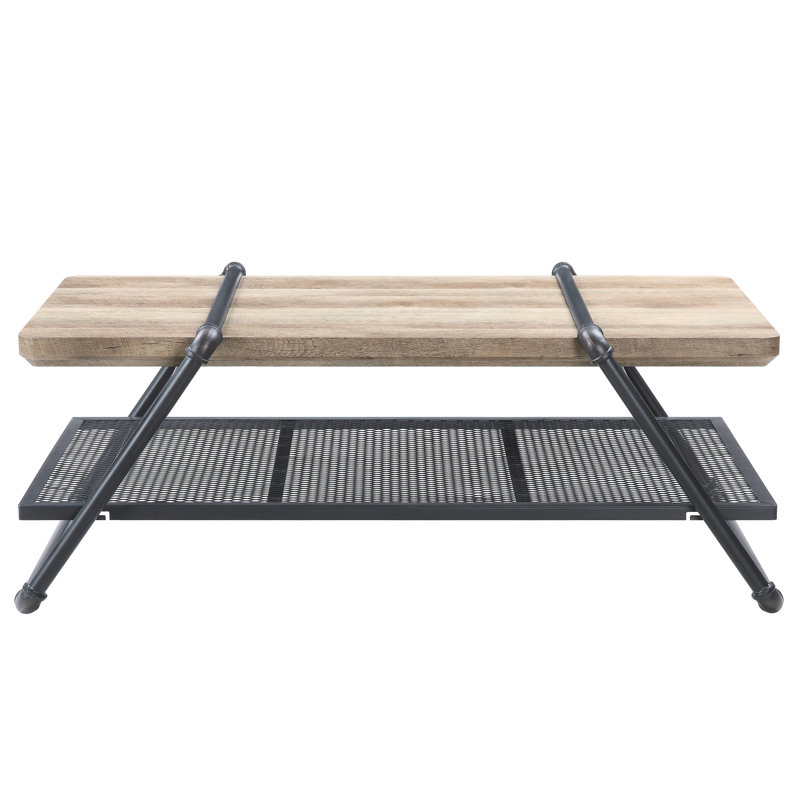 Table basse Aleshire rustique en chêne et gris sableux