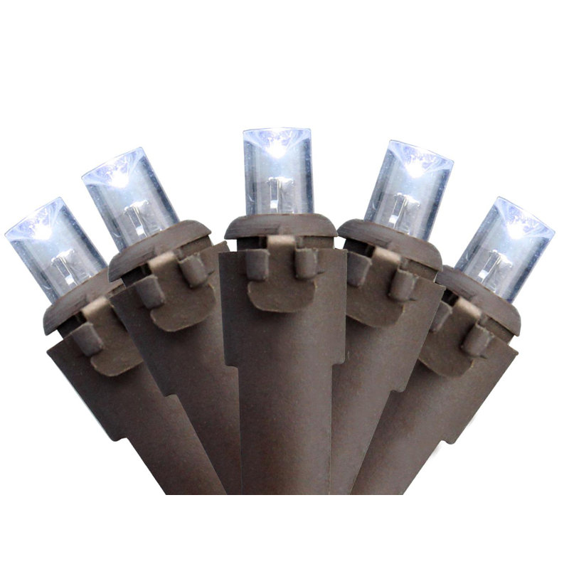 100 lumières de Noël grand angle à DEL blanc chaud - fil brun de 33 pi, 50, Blanc