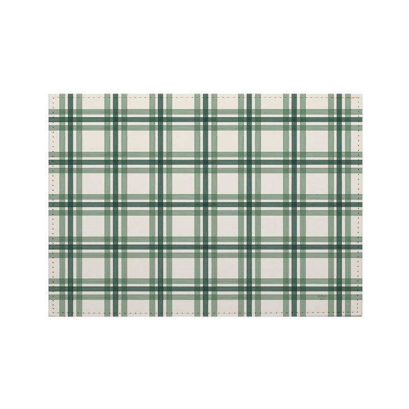 Ensemble de 4 napperons en cuir végétalien vert, Carreaux vert vif