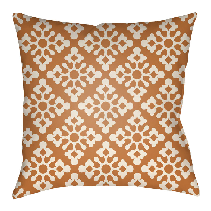 Litchfield Ladson Floral Throw Pillow, 20" H x 20" W, Tangerine/Ivory