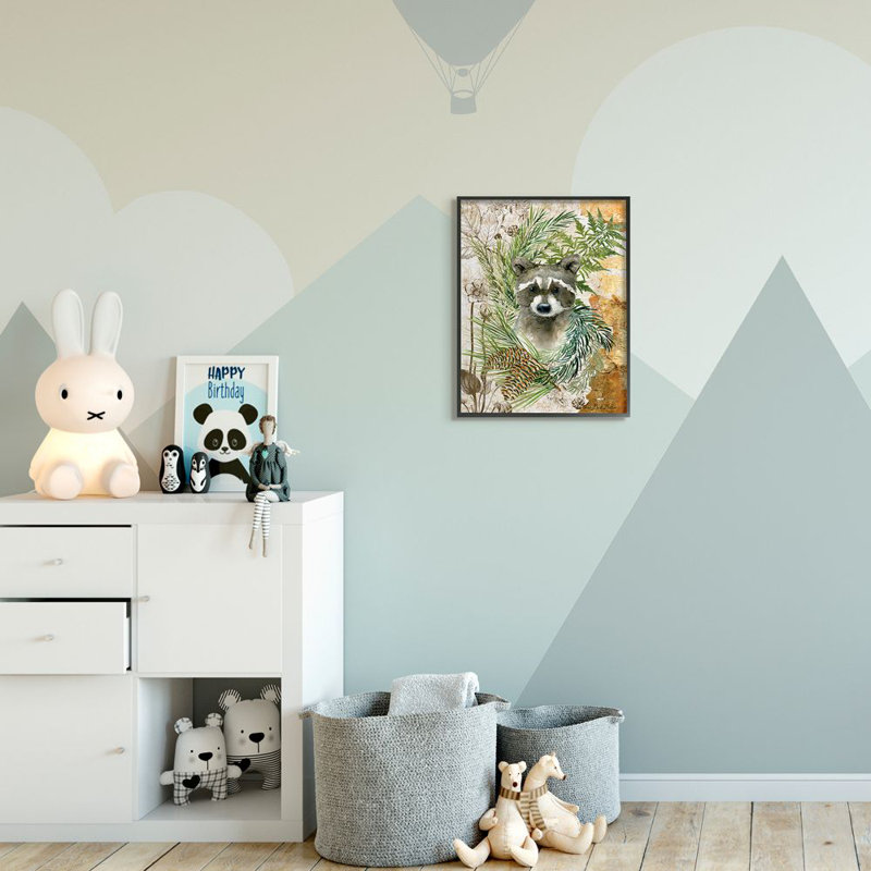 «Children Racoon in Forest Wild Animal» par Sherri Buck Baldwin - impression d'art graphique, H 20 po x l 16 po x 1,5 po