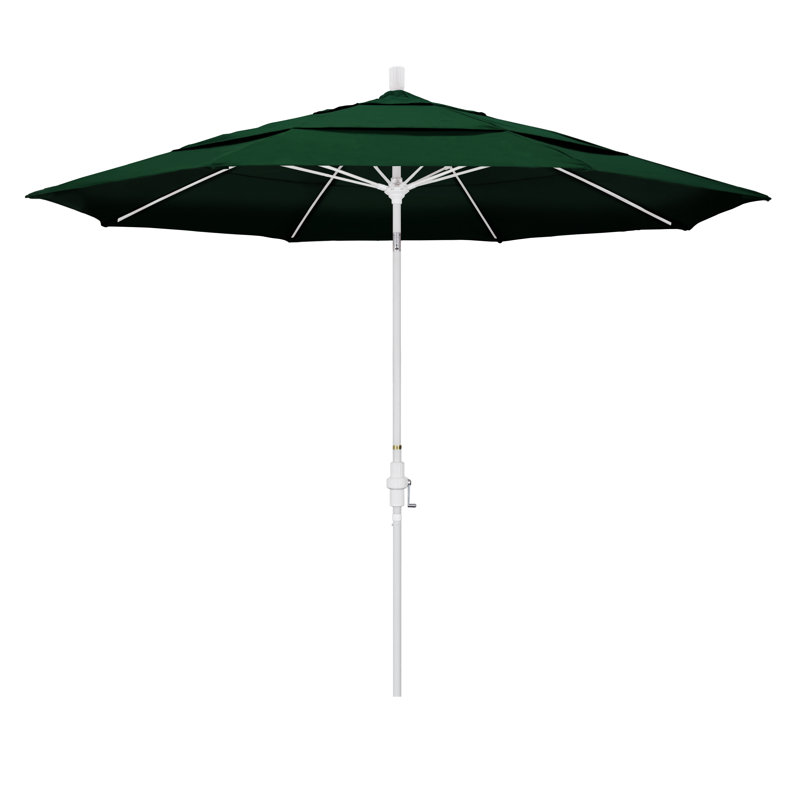 Parasol de marché 11 pi Brent, Toile Sunbrella® vert forêt, H 110,5 po x l 132 po x P 132 po, Gris martelé
