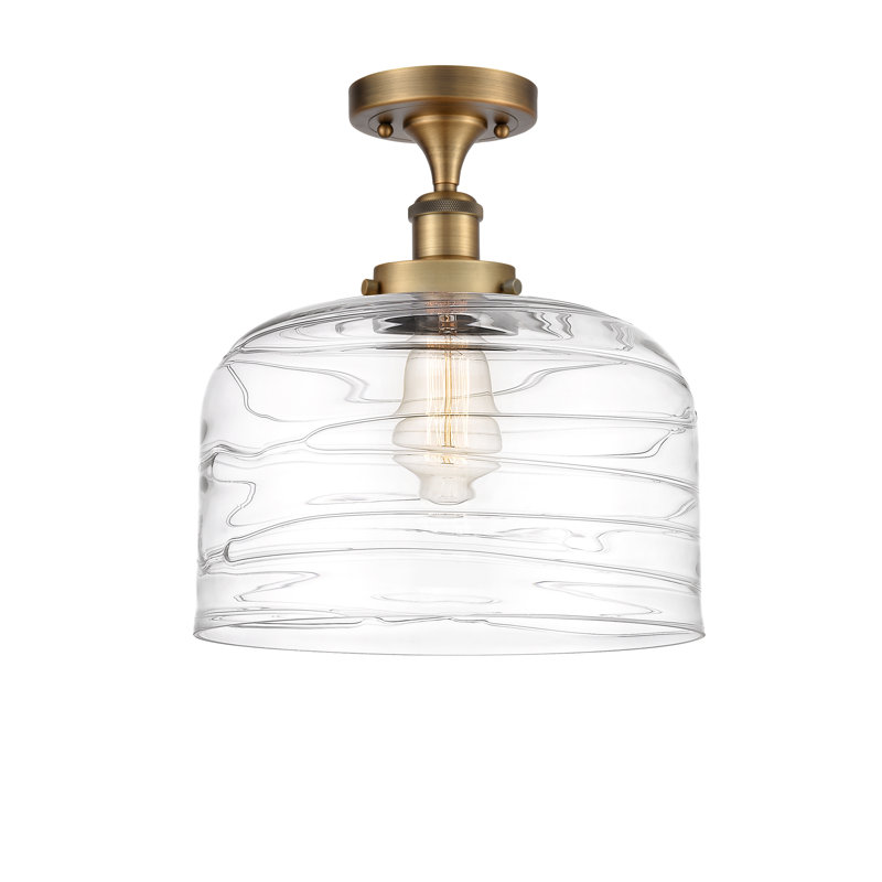Plafonnier semi-encastré 1 lumière Anjelique, Laiton brossé, H 13 po x l 12 po x P 12 po, Ampoule non incluse