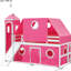 Lit simple mezzanine rose avec toboggan et tour - Bois massif, trois méthodes d'installation, pin de style Playhouse sur le thème du coin, pour rafraîchir la nuit