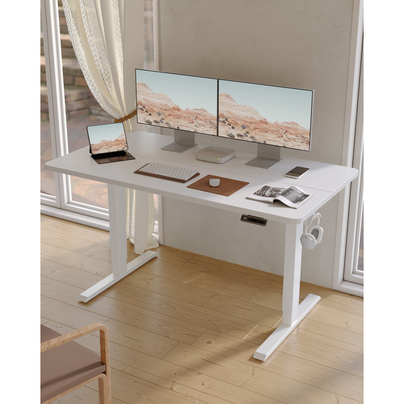 Bureau électrique debout, bureau assis-debout à hauteur ajustable, L 40 po x P 24 po, Blanc
