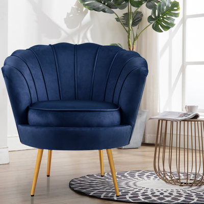 Fauteuil demi-tonneau en velours 28,8 po Raelynn