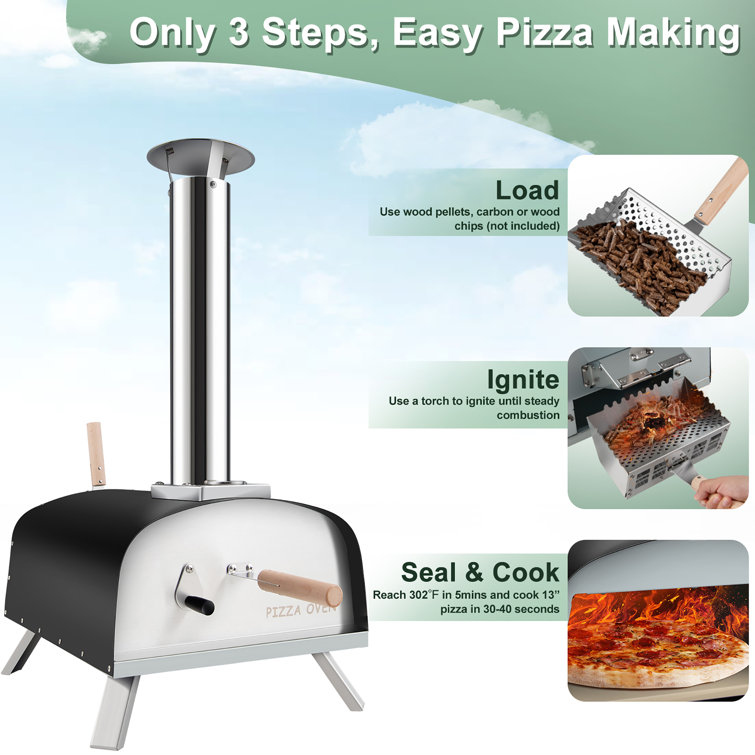 Costway Wood Pellet Pizza Oven Pizza Maker Portable Outdoor Pizza - See Details - Silver