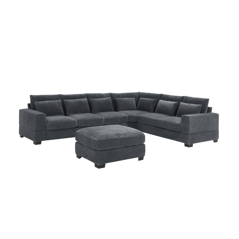 Laguna Modular Corduroy Sectional, Gray Corduroy