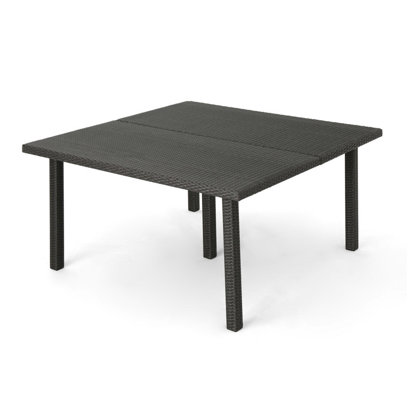 Grey 64" Square Outdoor Table - On Iron Support Frame Dining With Base, Gray