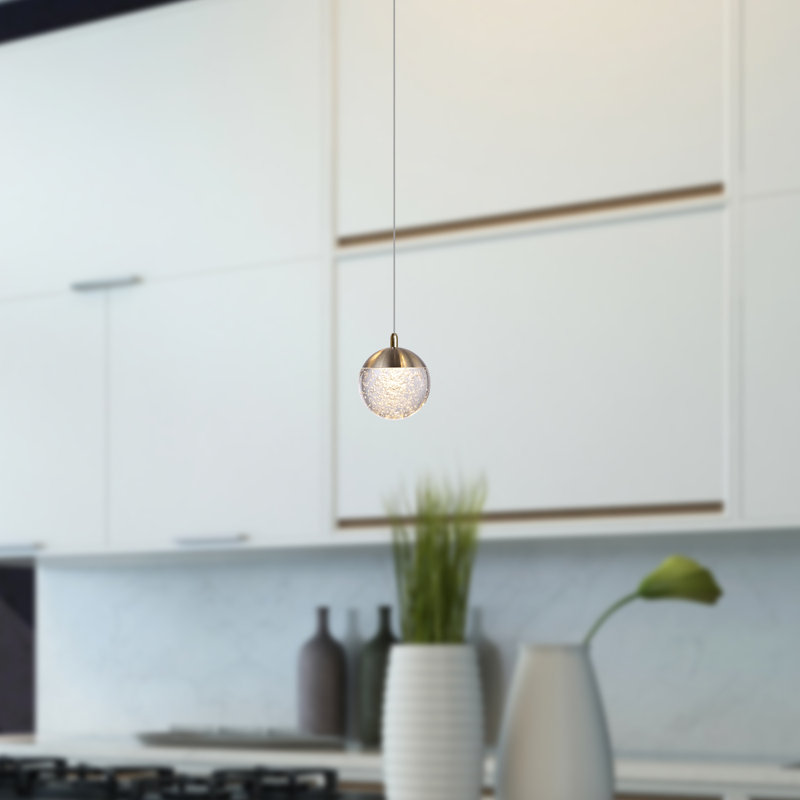 Luminaire suspendu sphère 1 lumière Heatherly, Laiton brossé