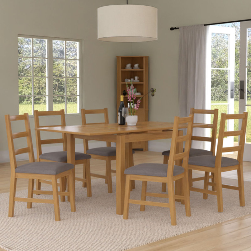6 - Person Solid Oak Dining Set, Grey