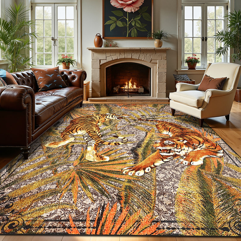 Area Rugs for Living Room Floral Carpet Non Slip Indoor Low Pile Soft Bedroom Dining Room Home Office, Rectangle 10' x 13'