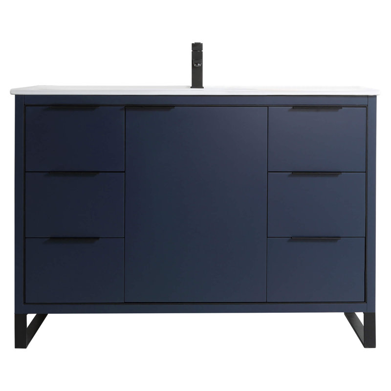 Ensemble de meuble-lavabo simple 48 po, Noir mat, Bleu marine