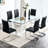 0.4" Tempered Glass Dining Table With White Support, Enhancing Aesthetics Of Your Space Bracket, Offering A Stylish And Functional Option