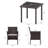 5 Piece Patio Outdoor Dining Set, Wicker 4 Rattan Chairs, Square Tempered Glass Table and Cushions