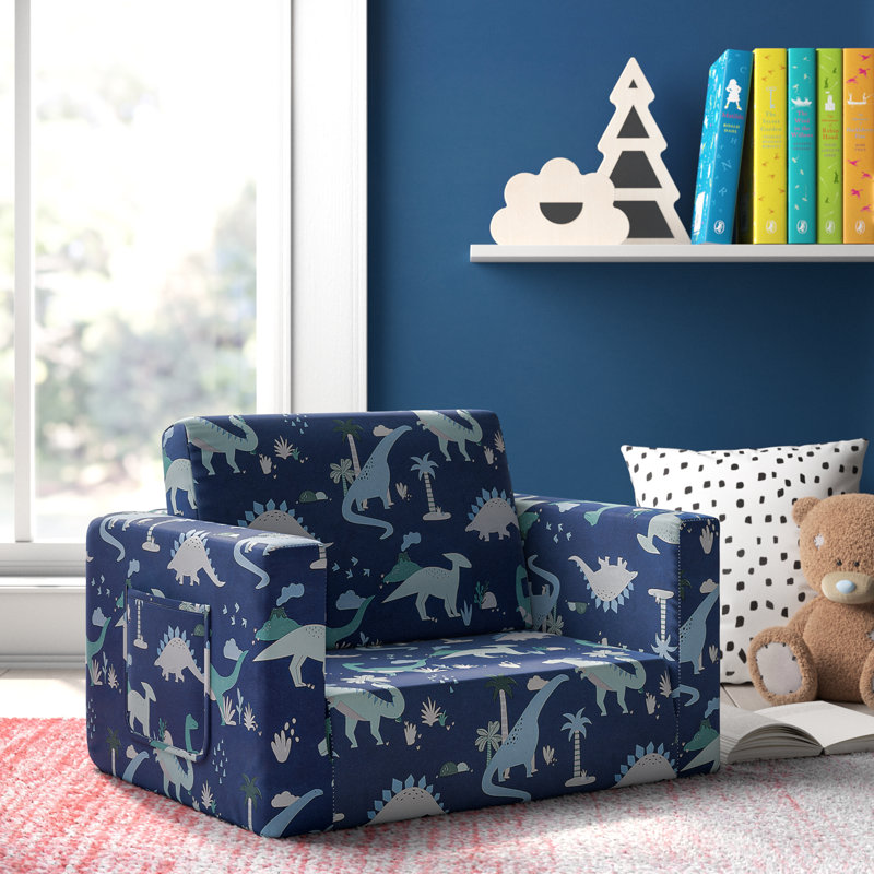 Alexandre Kids Sleeper Chair, Navy Dinosaur
