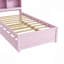Lit simple avec lit gigogne, bibliothèque, rose