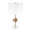 Lampe de table - avec tranche en agate et abat-jour tambour blanc