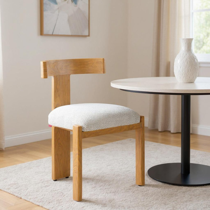 Chaise d'appoint à dossier ouvert en oléfine beige et naturelle, Naturel