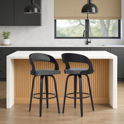 Tabouret pivotant à hauteur de comptoir ou de bar Shelly au fini bois - ensemble 