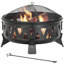 30" Round Steel Wood Burning Smokeless Fire Pit with Fire Tool & Safety Screen Cover – Portable Outdoor Fire Bowl