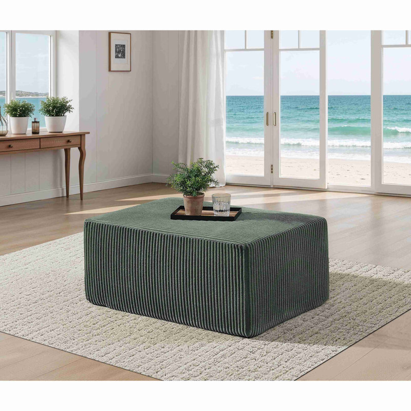 Full Compressed Corduroy Upholstered Ottoman