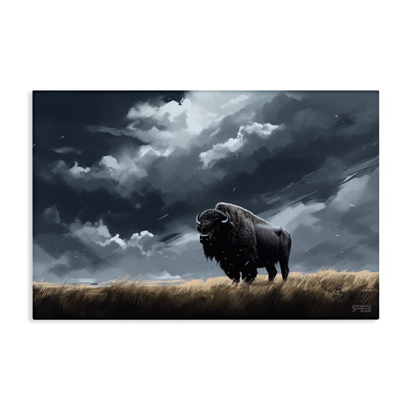 «Bison Silhouette with Clouds» par Roozbeh Bahramali, H 16 po x l 24 po