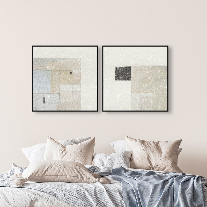 Soft Roughness Set Canvas Abstract Print by Oliver Gal, Black Frame, 12 x 12, 31"H x 31"W, Black Floater Frame