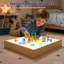 Table lumineuse Montessori pour enfants avec DEL 3 couleurs, tableau de construction, rangement pour jouets, table d'activités sensorielles à 2 hauteurs pour la maternelle, la garderie et la salle de jeux