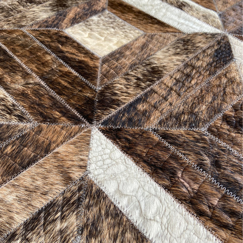 Pandora Cowhide Geometric Area Rug, Rectangle 8' x 10'