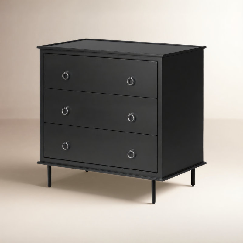 Shillington 3 DRAWER NIGHTSTAND, Black