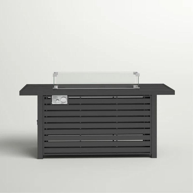 24" Steel Propane Fire Pit Table With Cover - Upgrade Your Outdoor Space A Modern Pit. Frame, Neutral Design. Slatted Base For Stylish Look. Fireplace Lid, Cover, Lava Rocks, Glass Beads. Easy