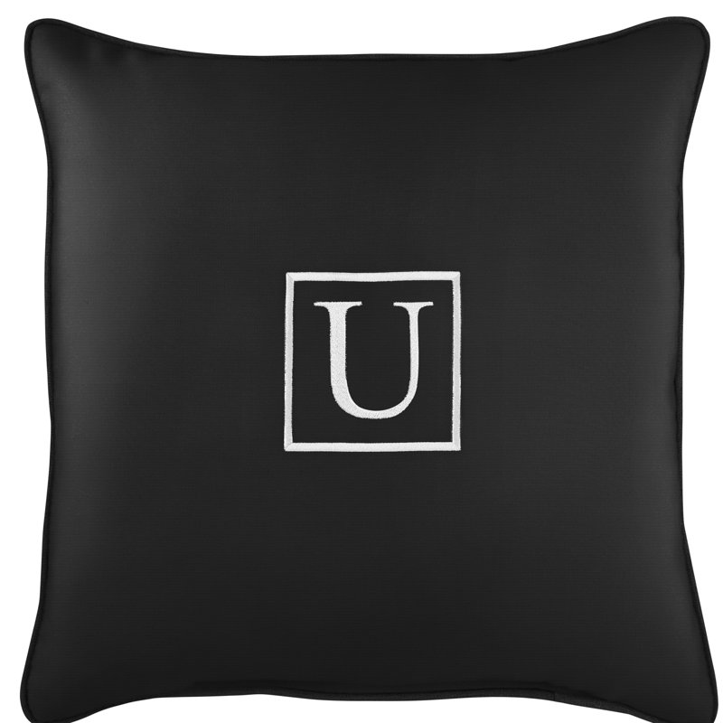 Kettil Embroidered Sunbrella® Outdoor Throw Pillow, Black, U