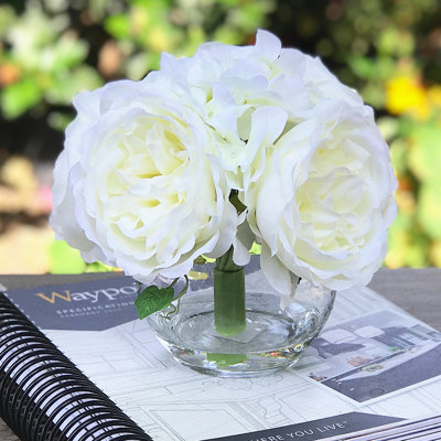Pièce maîtresse en soie hortensia et pivoine en soie mélangée en vase