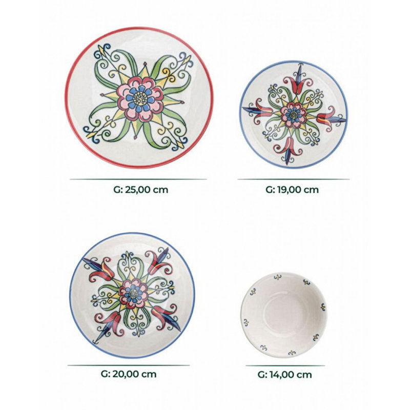 Elegant 24-Piece Dinner Set, 100% Porcelain | Includes 6 Service Plates (10.5 in), 6 Dinner Plates (9.0 in), 6 Bowls (6.0 in), 6 Dessert Plates (7.5 in) | Dishwasher & Microwave Safe | Perfect for Entertaining & Everyday Use