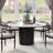Round Dining Table With Engineering Marble Tabletop In Black And White