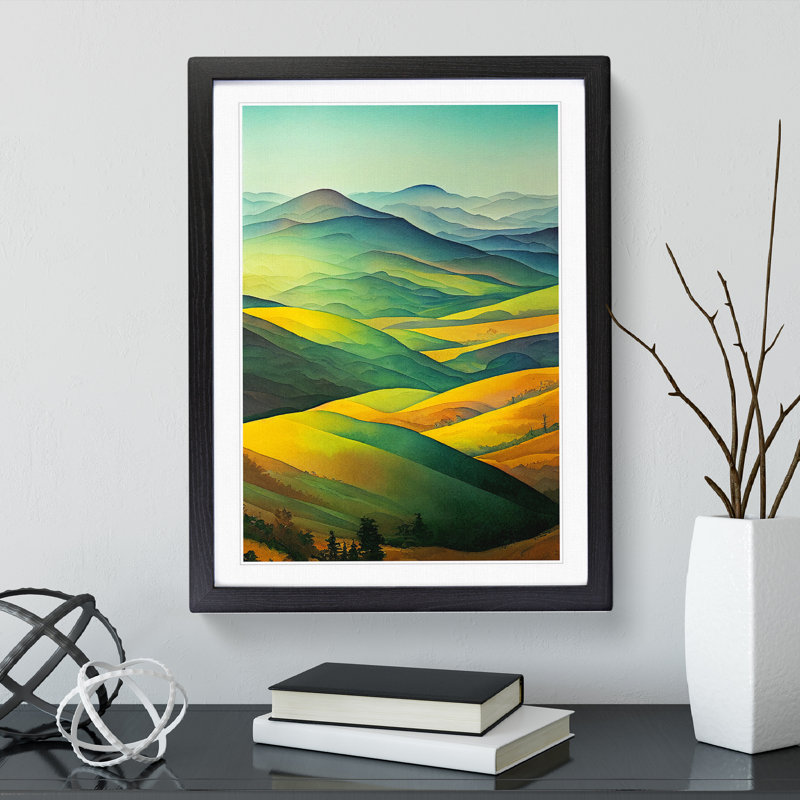 Meadow Landscape No.3 - Framed Print, Black, 64cm H x 46cm W x 2cm D