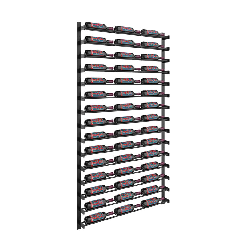 Abbie-May Wall Mounted Wine Bottle Rack, 75" H x 41" W x 4.25" D, Matte Black