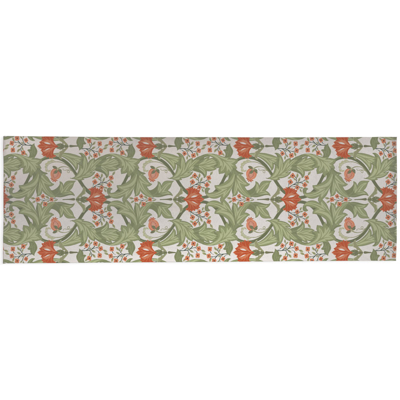Ogee Leaf Outdoor Rug, Runner 2'6" x 8'
