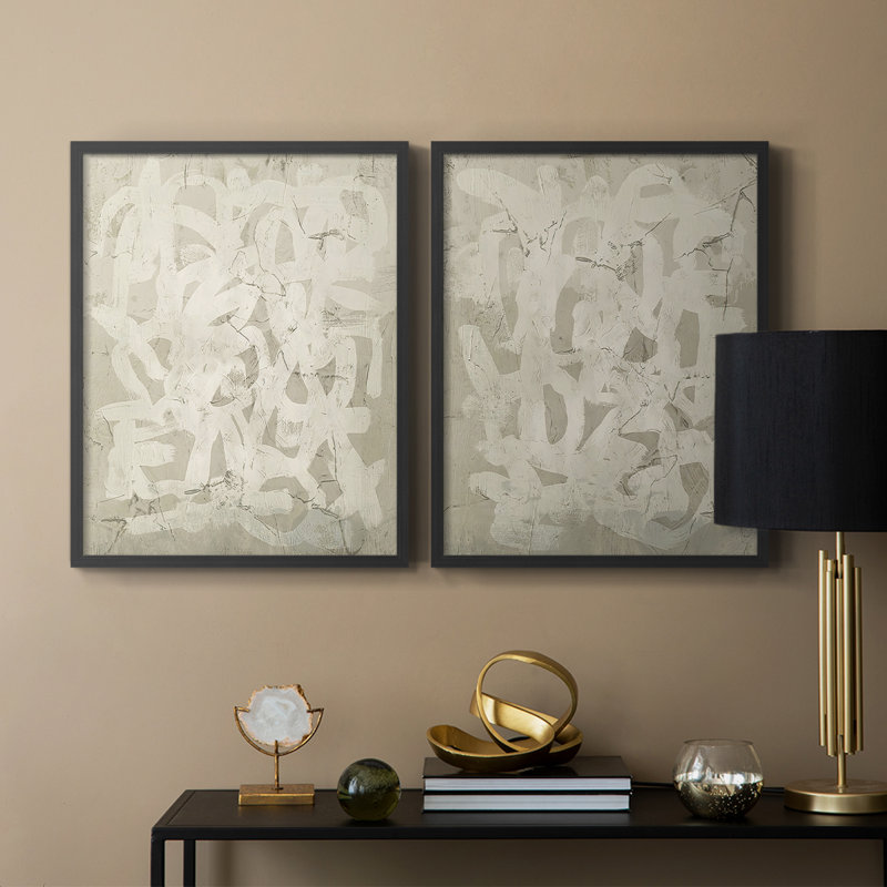 Impasto Artifact I-Premium Framed Print -Ready to Hang - No Nails Required - No Nails Required, Black, 15" H x 24" W