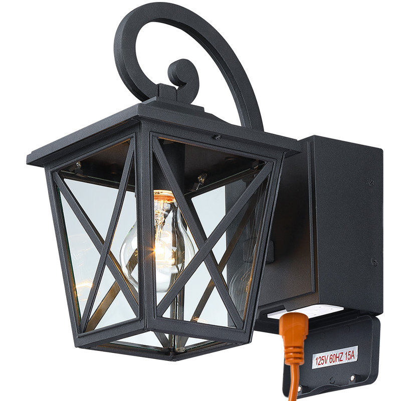 Lanterne murale d'extérieur noire H 11,7 po Tiradentes, Oui