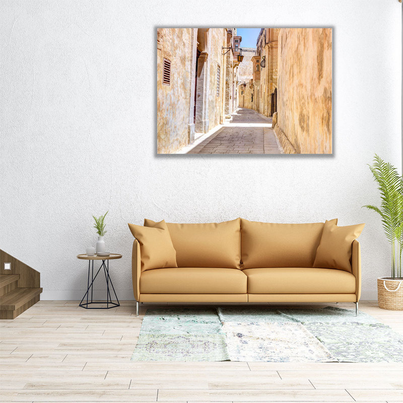 «Narrow Street of Mdina City, Malta», reproduction d'art sur toile, H 18 po x l 24 po