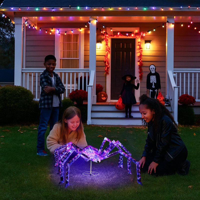 Araignée lumineuse d'Halloween de 90 cm avec 340 lumières - Décoration extérieure