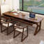 Bureau rectangulaire à 3 tiroirs en bois massif brun noisette-906467554