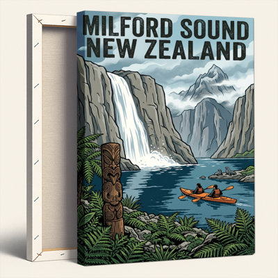 Milford Sound, reproduction d'art sur toile, ensemble de 1